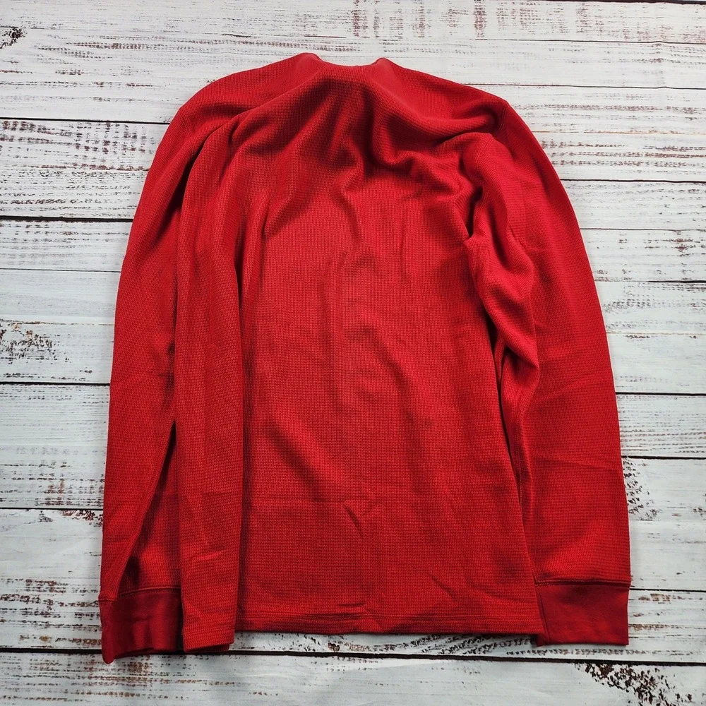 NWT Polo Ralph Lauren Mens L Red Waffle Thermal Sleepwear Shirt Embossed Logo